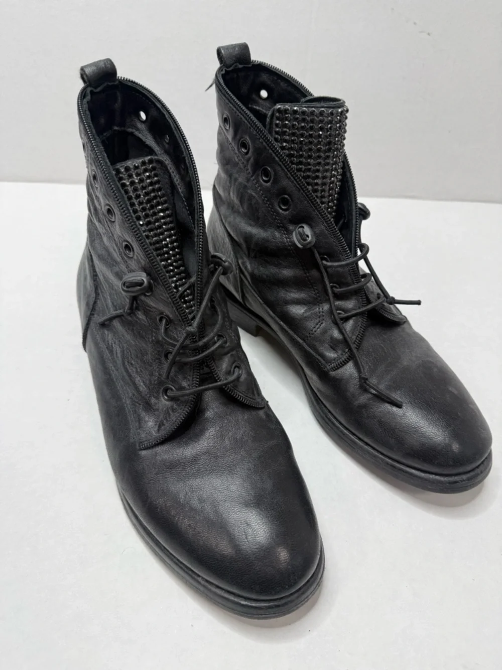 SHERIDAN MIA
Spark Bootie - Bordeaux Leather Black Studded Leather Boots Sheridan Mia Leather Studded Lace-Up Boots Spark Black | eBay main image 3